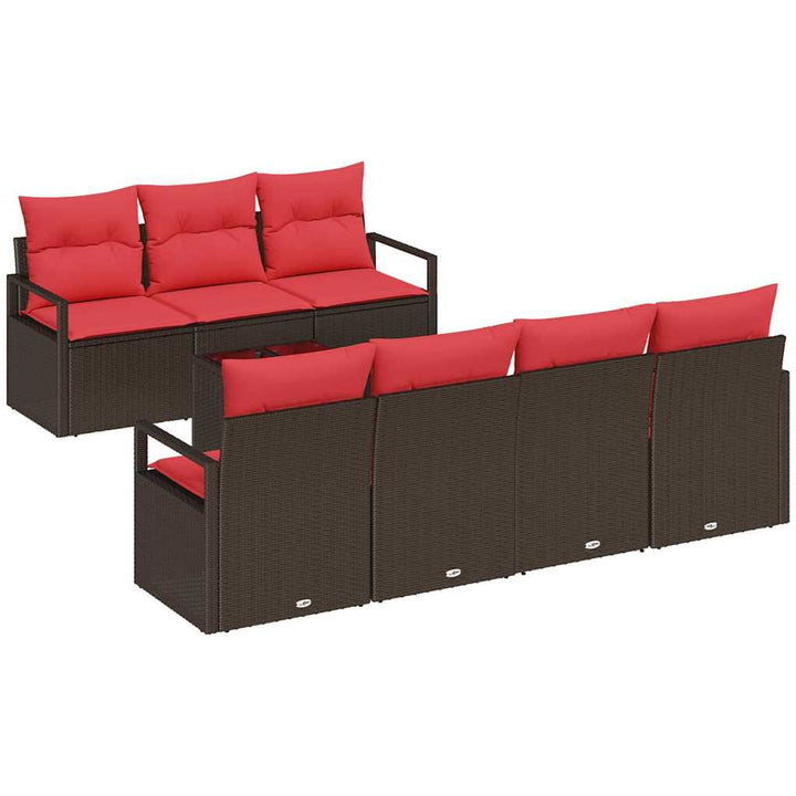 Havesofa Sæt med pude 8 pcs Beige og Rød polyrattan