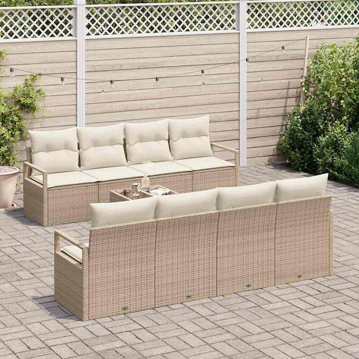 Havesofa Sæt 9 stk. 8-Antal sæder Beige og creme polyrattan