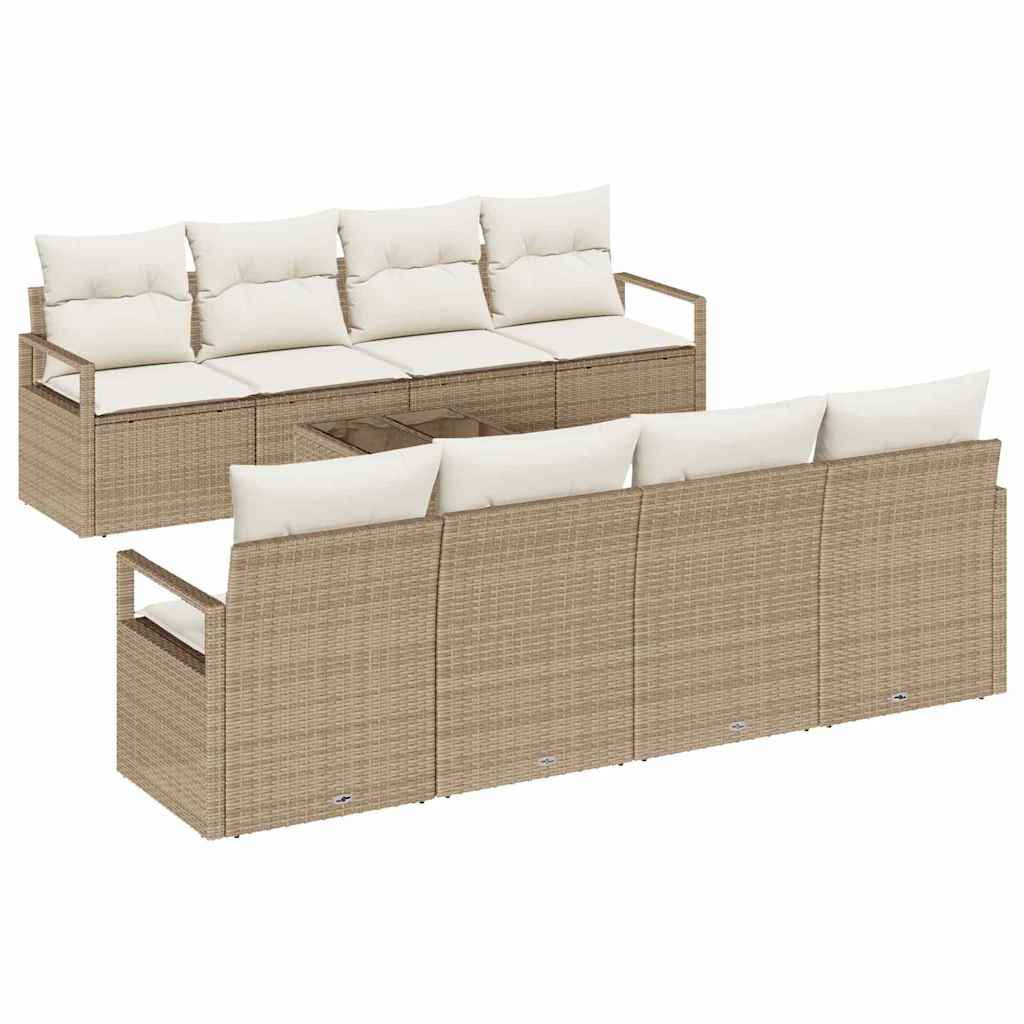 Havesofa Sæt 9 stk. 8-Antal sæder Beige og creme polyrattan