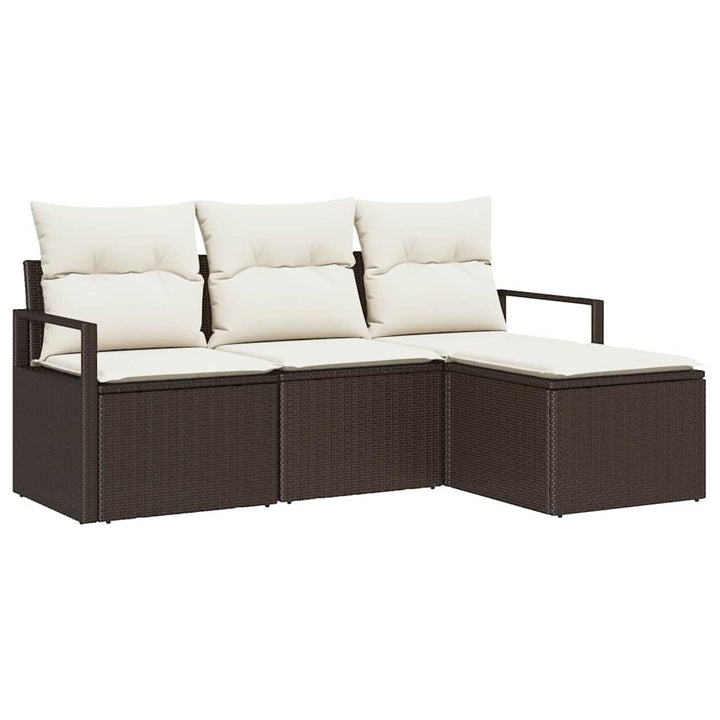 Sofa Sæt med pude med opbevaring 4 pcs Brun og Creme polyrattan