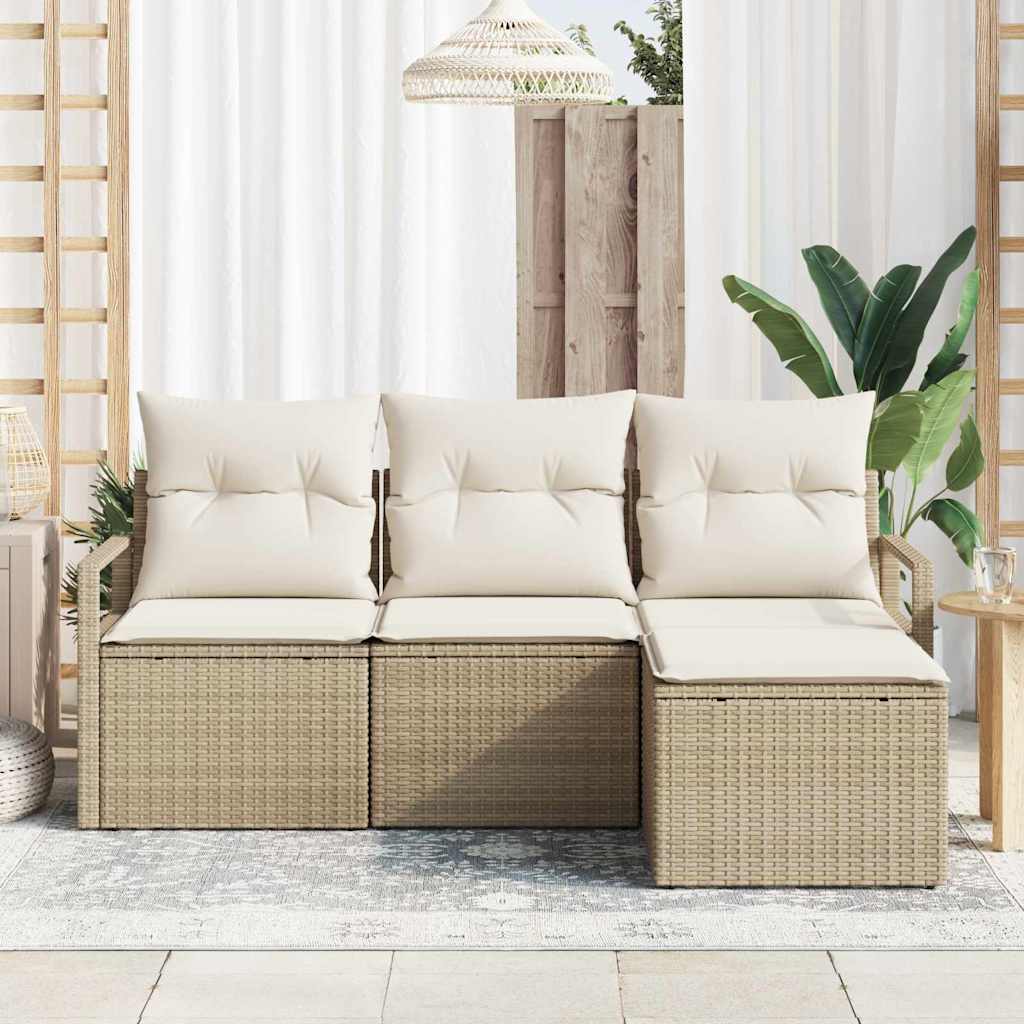 Sofa Sæt 4 stk. Beige og creme polyrattan