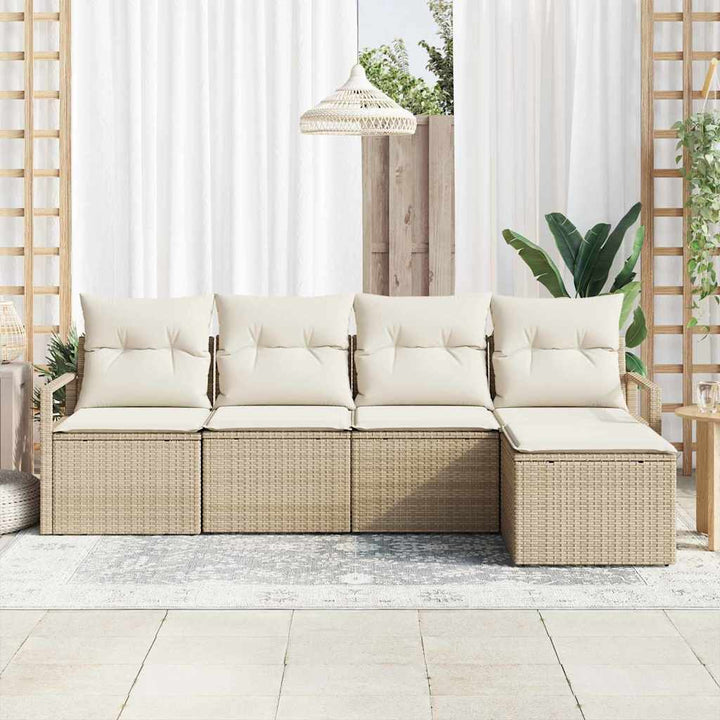 Sofa Sæt 5 stk. Beige og creme polyrattan