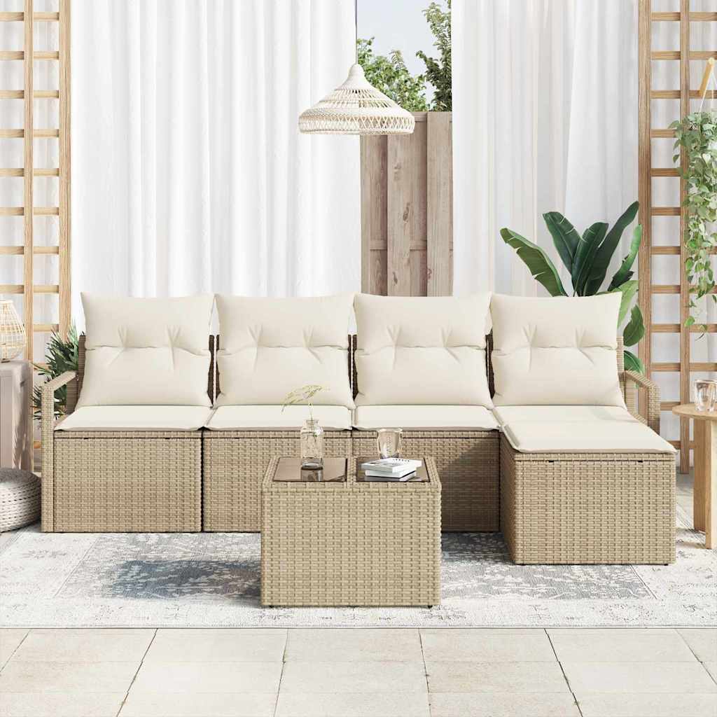 Sofa Sæt 6 stk. Beige og creme polyrattan