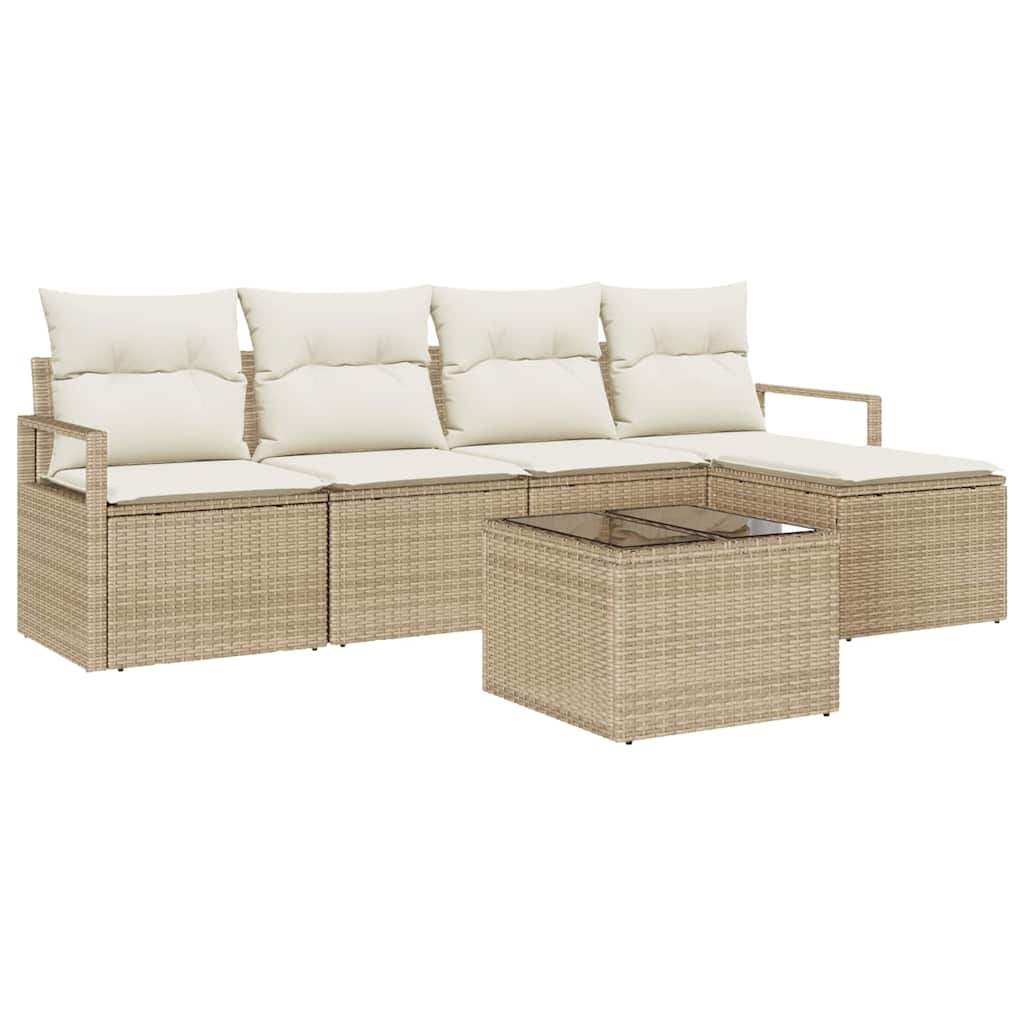 Sofa Sæt 6 stk. Beige og creme polyrattan