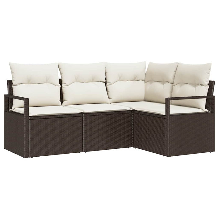 Sofa Sæt med pude med opbevaring 4 pcs Brun og Creme polyrattan