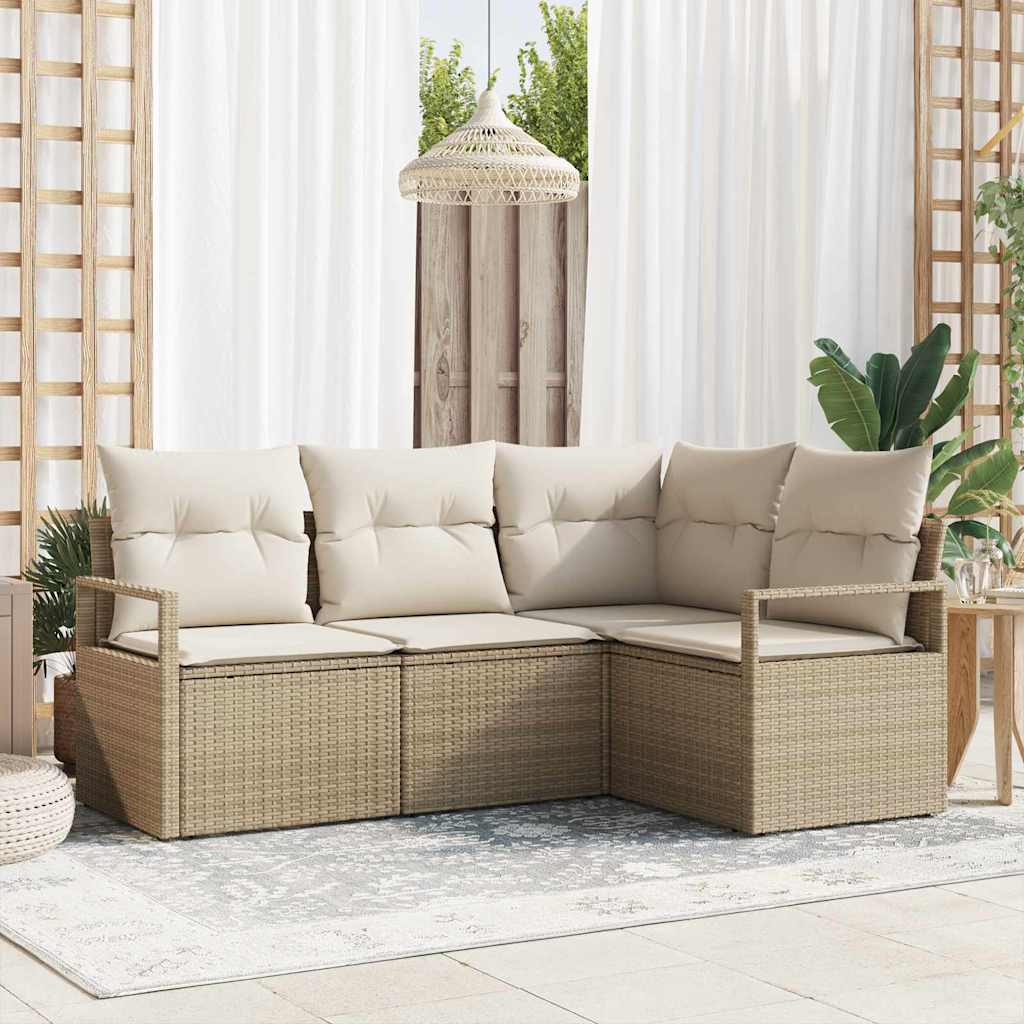 Sofa Sæt 4 stk. Beige og creme polyrattan