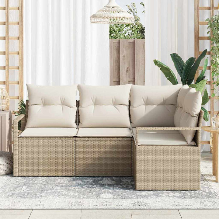 Sofa Sæt 4 stk. Beige og creme polyrattan