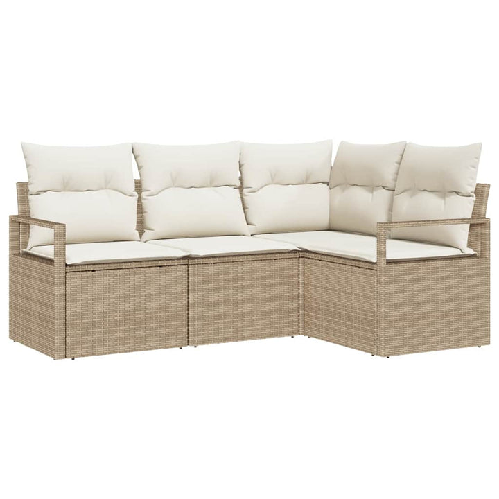 Sofa Sæt 4 stk. Beige og creme polyrattan