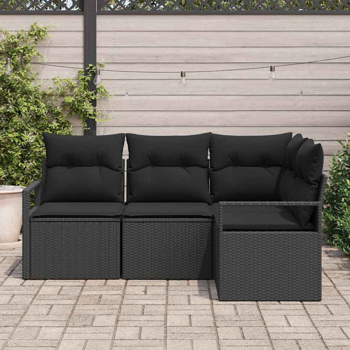Sofa Sæt 4 stk. Sort polyrattan