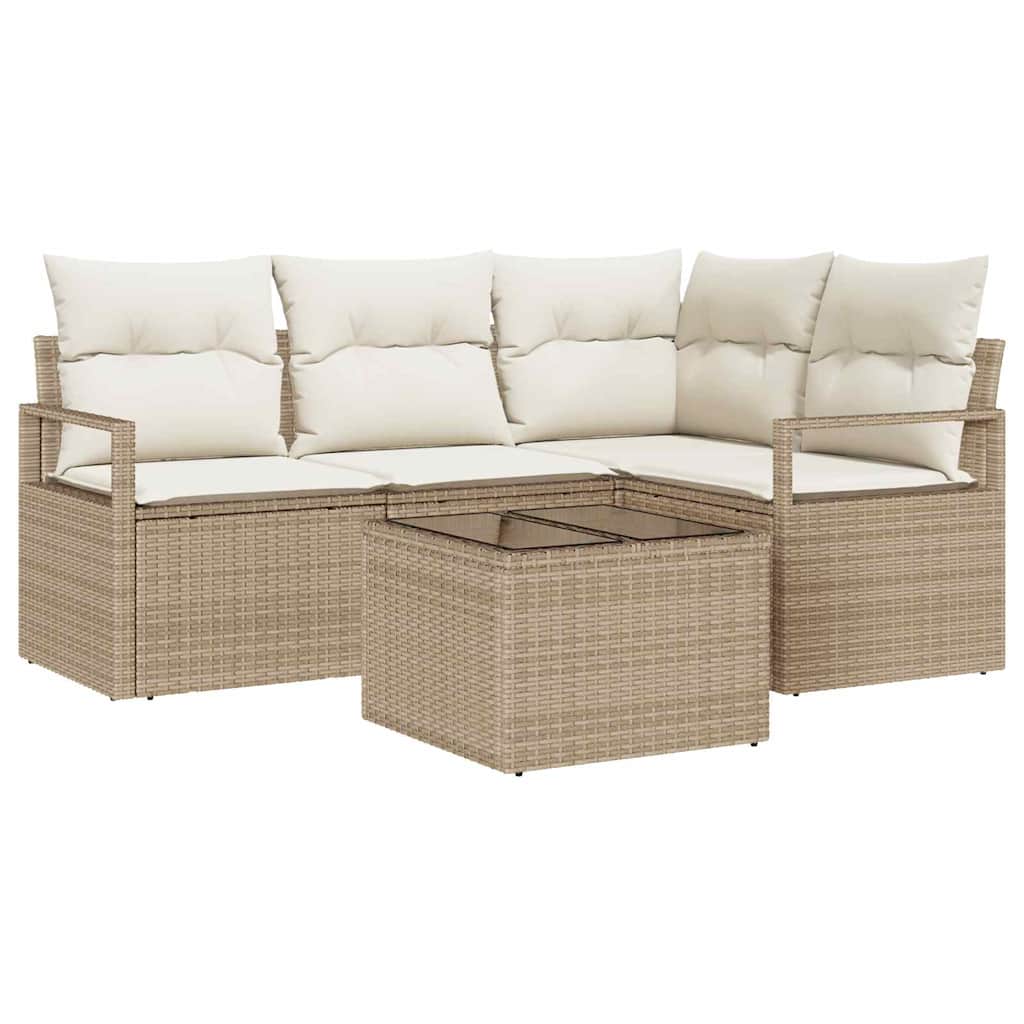 Sofa Sæt 5 stk. Beige og creme polyrattan