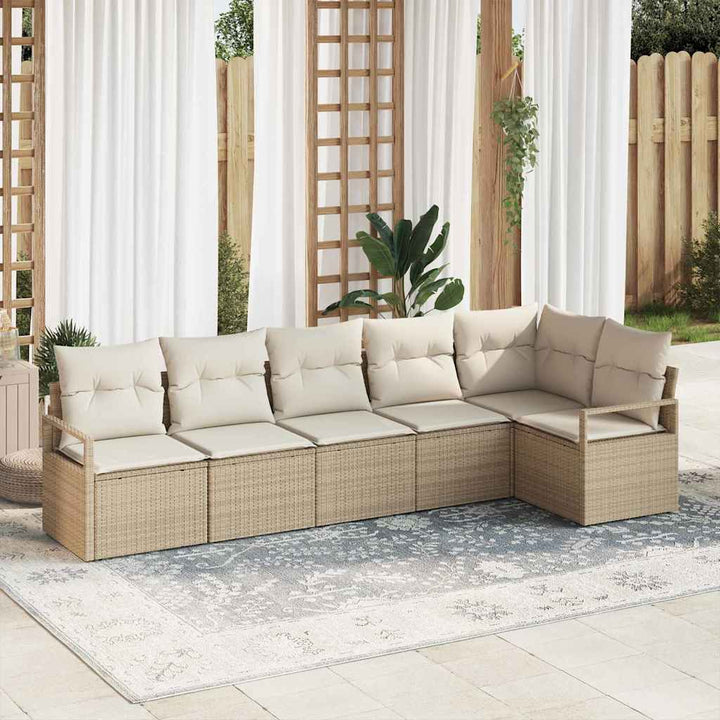 Havesofa Sæt 6 stk. Beige og hvid polyrattan