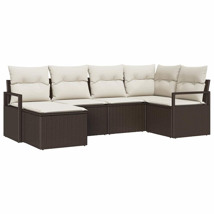 Sofa Sæt med pude med opbevaring 6 pcs Brun og Creme polyrattan