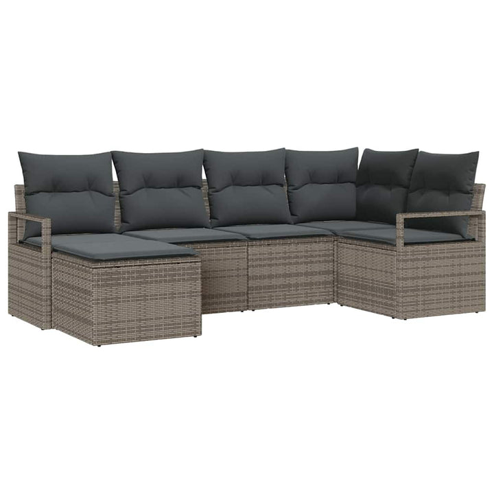 Sofa Sæt med pude med opbevaring 6 pcs Grå polyrattan