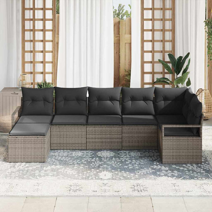 Sofa Sæt 7 stk. Grå polyrattan