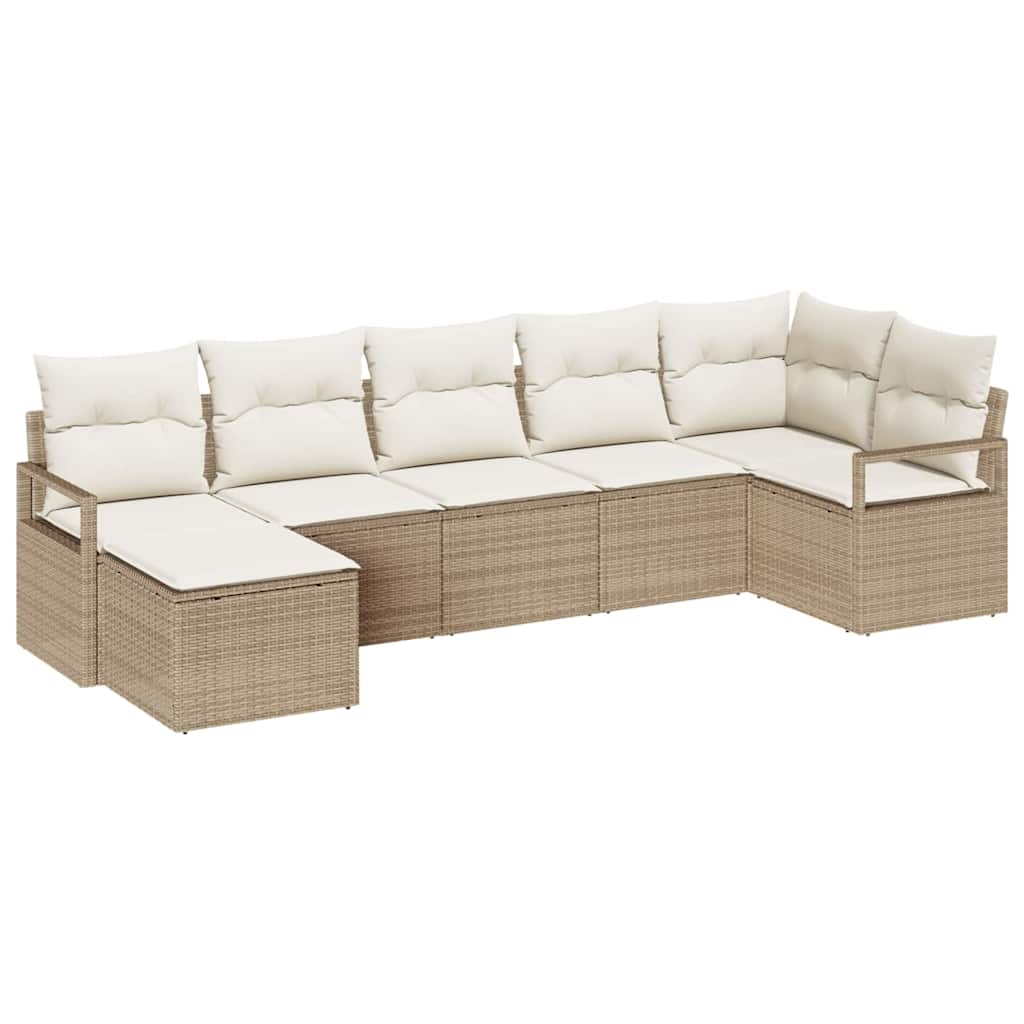 Sofa Sæt med pude 7 pcs Beige og creme polyrattan