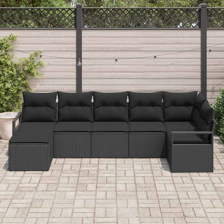 Sofa Sæt 7 stk. Sort polyrattan