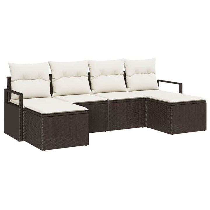 Sofa Sæt med pude med opbevaring 6 pcs Brun og Creme polyrattan
