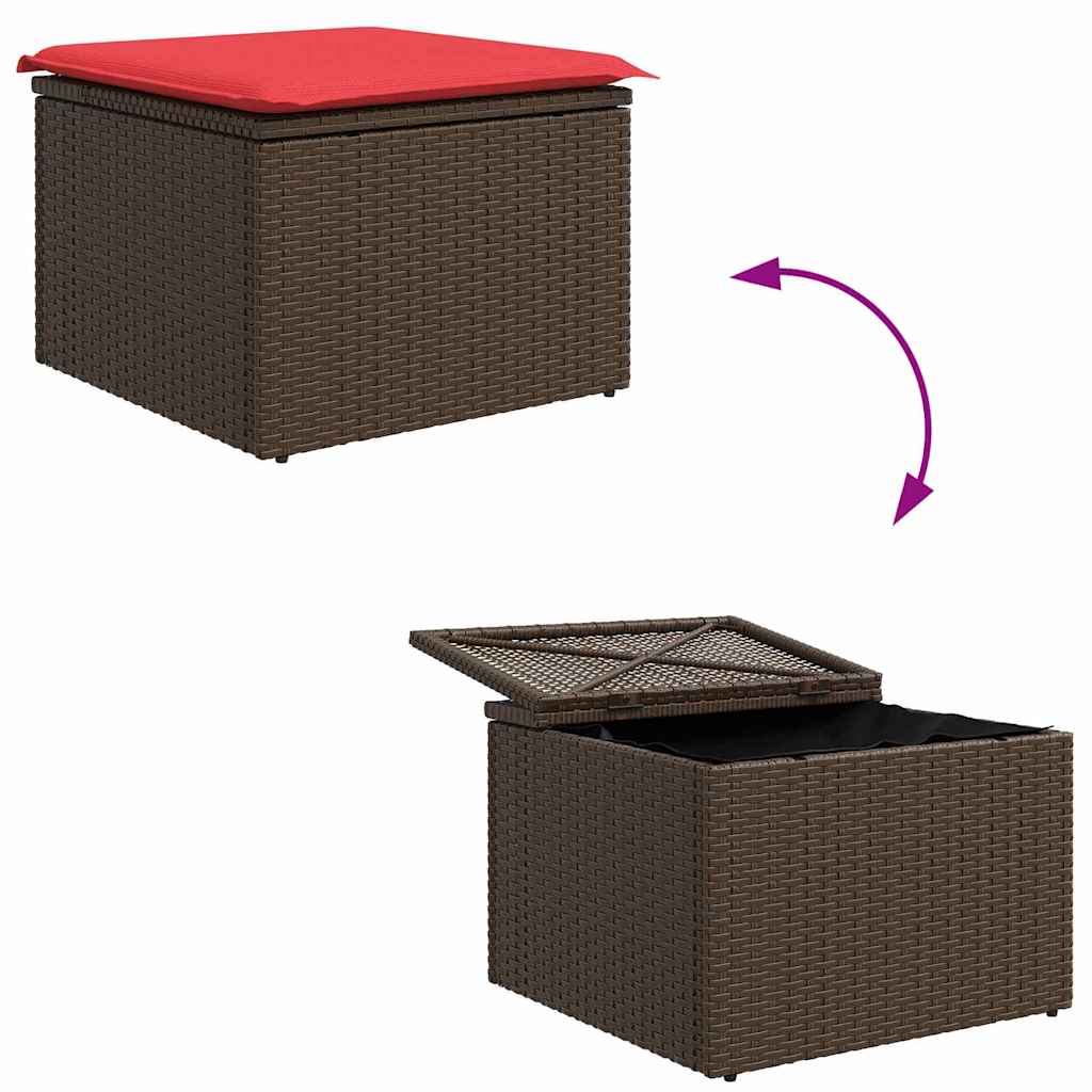 Sofa Sæt 6 stk. Brun og Rød polyrattan