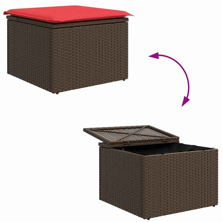 Sofa Sæt 6 stk. Brun og Rød polyrattan