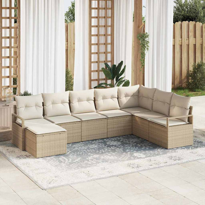 Sofa Sæt 8 stk. Beige og creme polyrattan