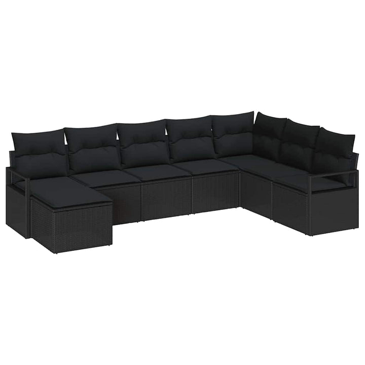 Sofa Sæt 8 stk. Sort polyrattan