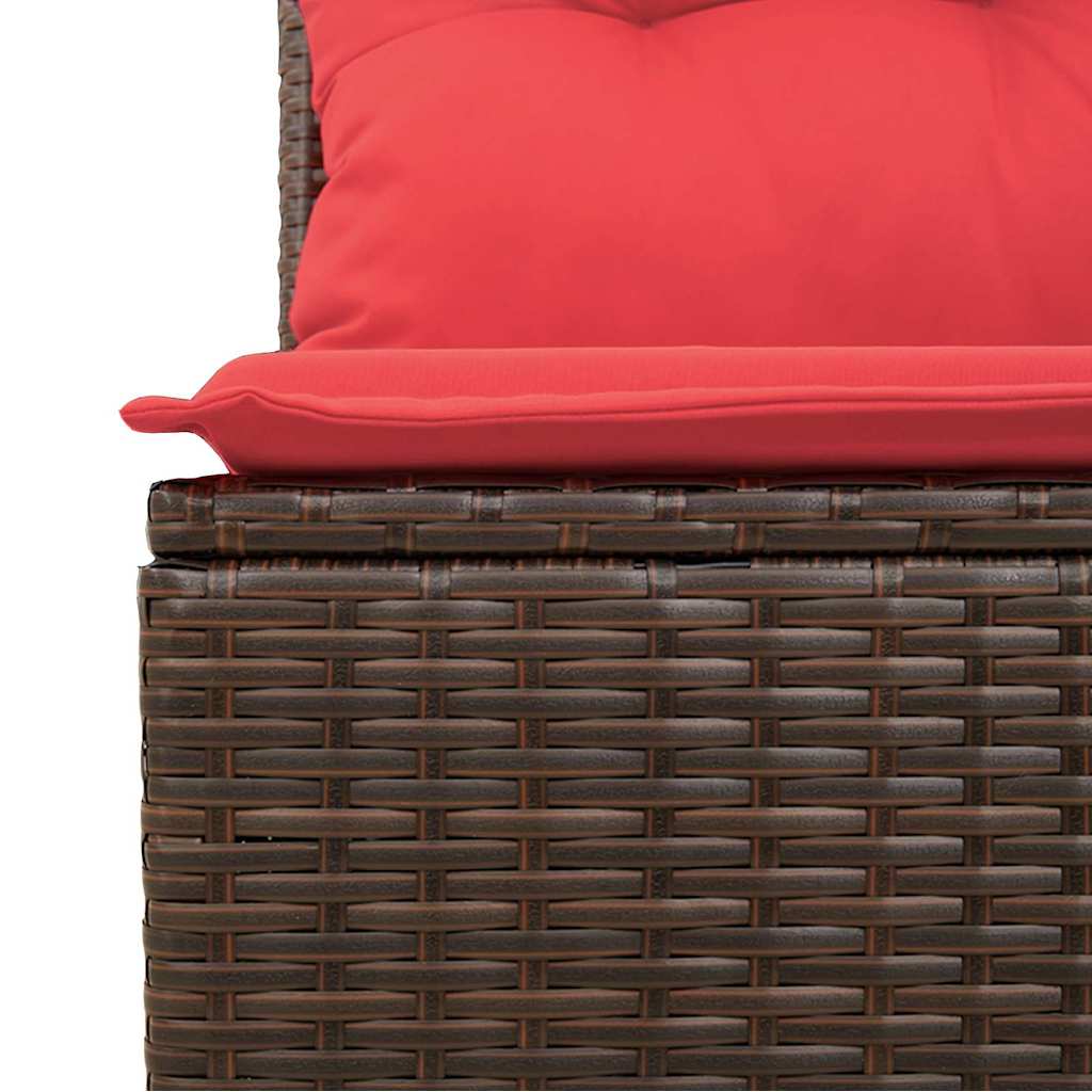 Sofa Sæt 9 stk. Brun og Rød polyrattan