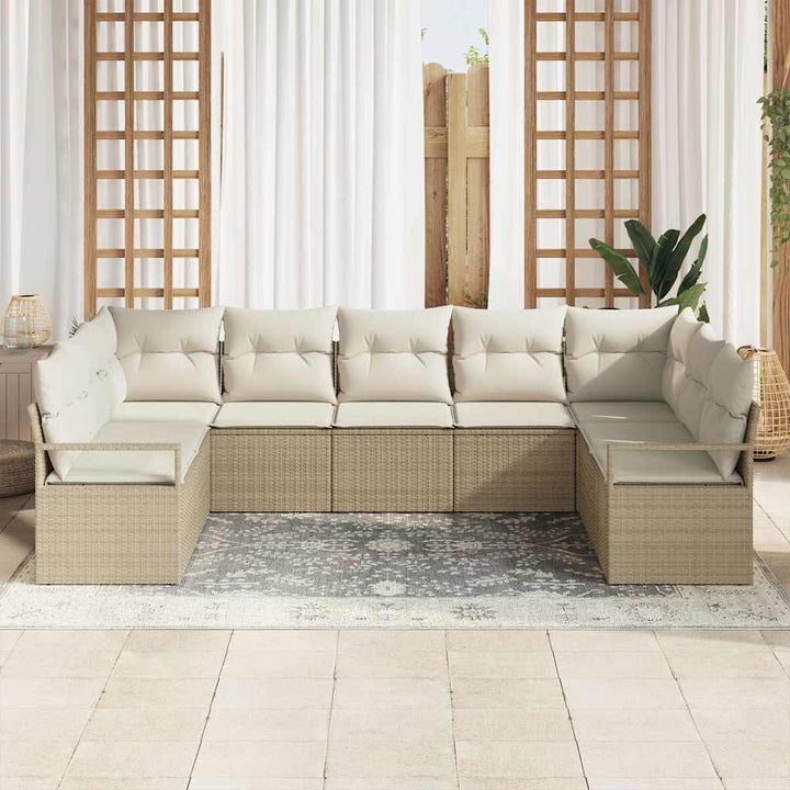 Havesofa Sæt 7 stk. Beige og hvid polyrattan