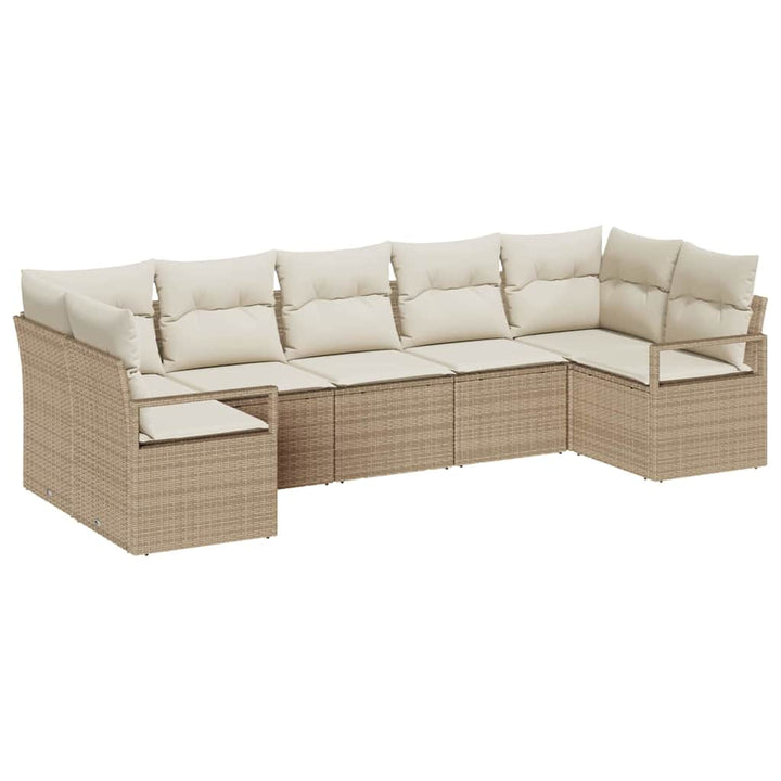 Havesofa Sæt 7 stk. Beige og hvid polyrattan