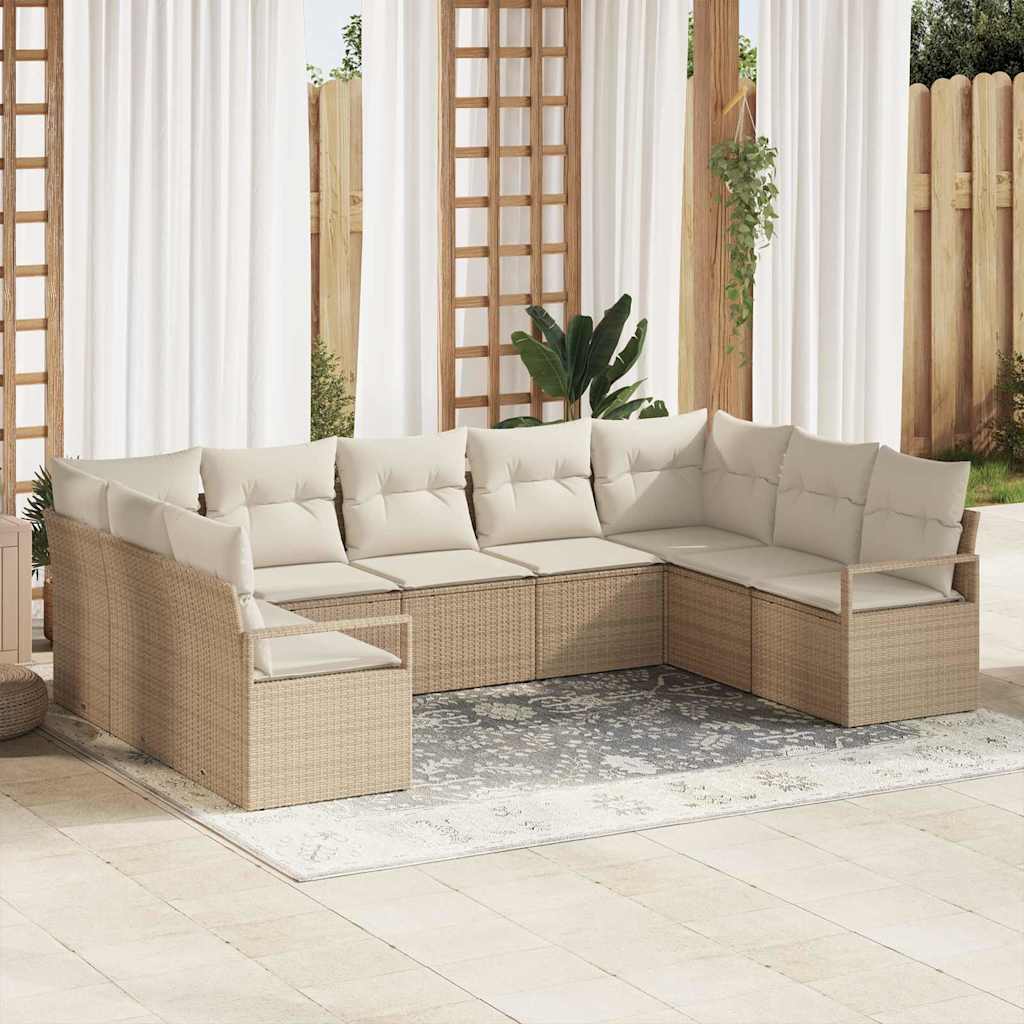 Havesofa Sæt 9 stk. Beige og hvid polyrattan