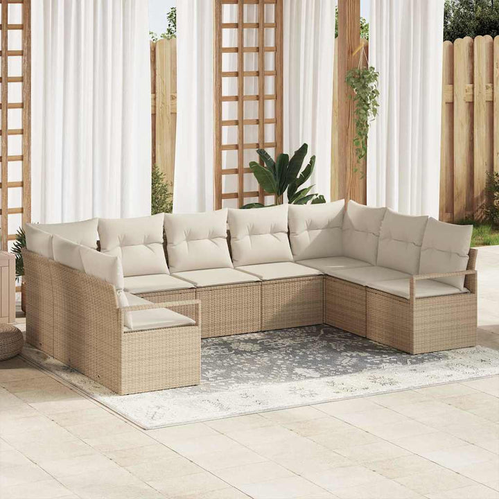 Havesofa Sæt 9 stk. Beige og hvid polyrattan