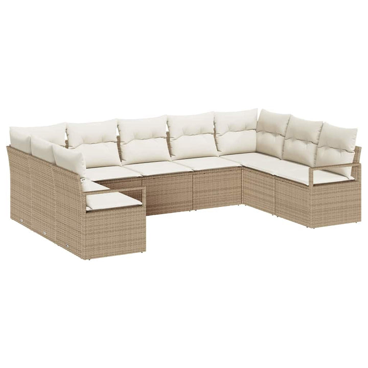 Havesofa Sæt 9 stk. Beige og hvid polyrattan