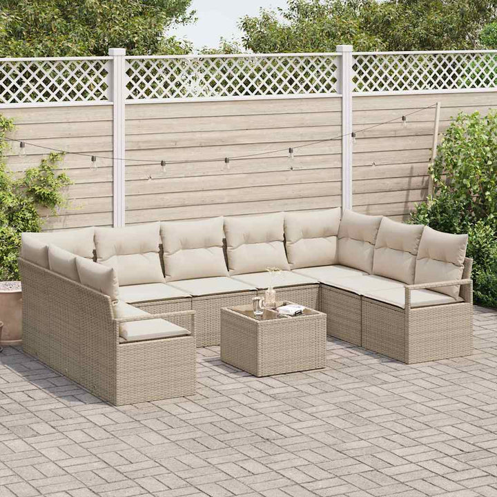 Havesofa Sæt 10 stk. Beige og creme polyrattan