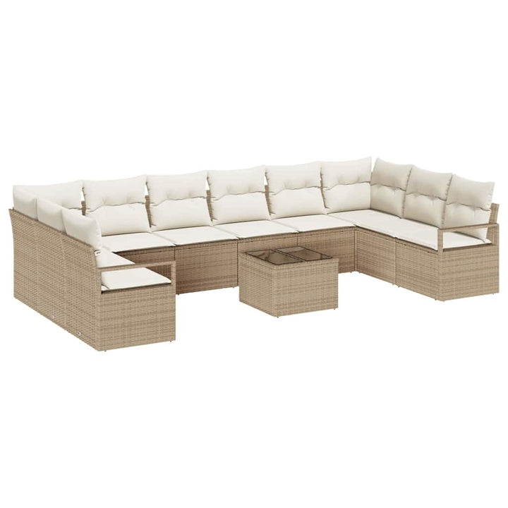Havesofa Sæt med pude 11 pcs Beige og creme polyrattan