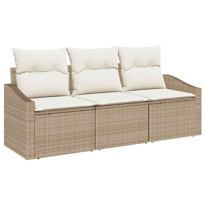 Havesofa Sæt 3 stk. Beige og hvid polyrattan