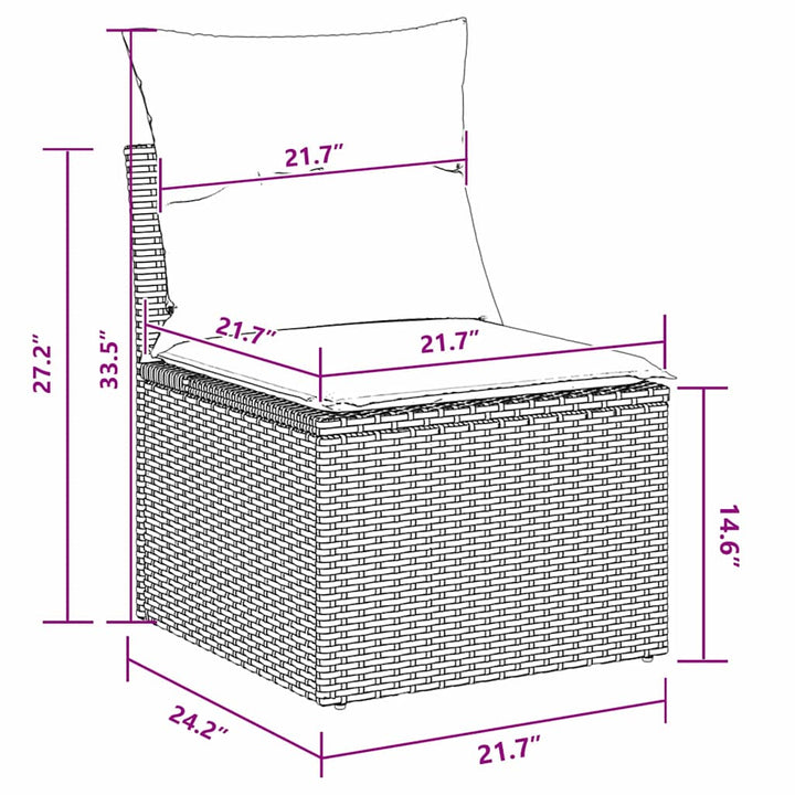 Havesofa Sæt med pude 3 pcs Grå og Marineblå polyrattan