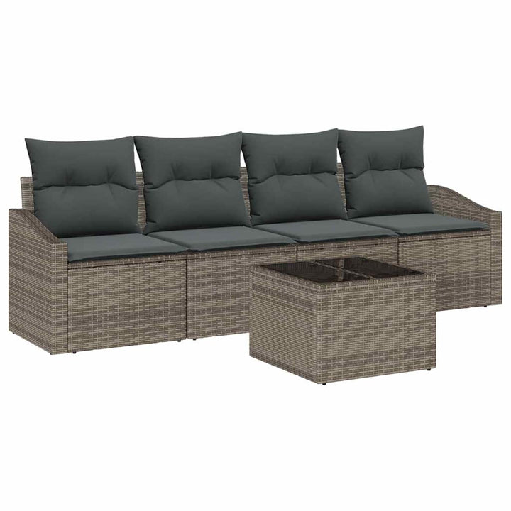Sofa Sæt med pude med opbevaring 5 pcs Grå polyrattan
