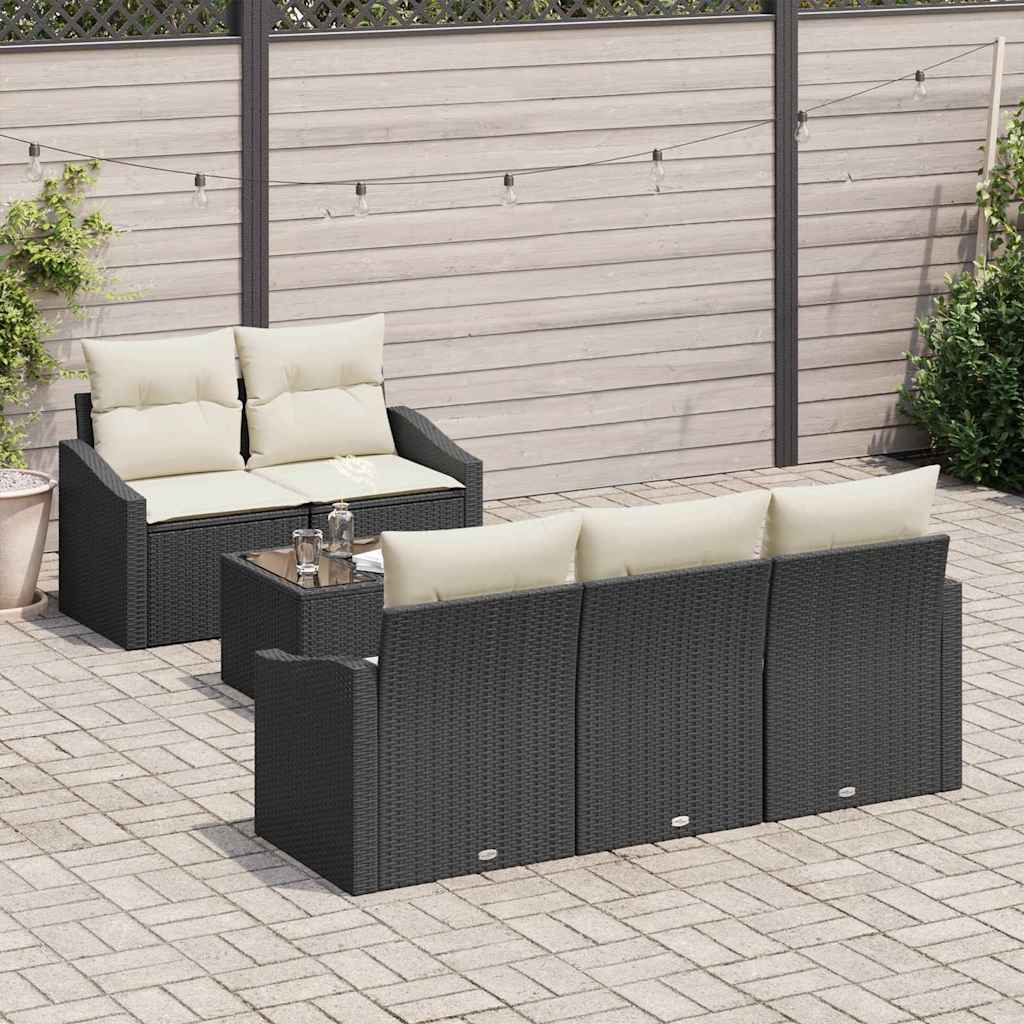 Sofa Sæt 6 stk. Sort og Cream polyrattan