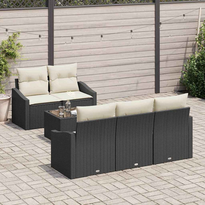 Sofa Sæt 6 stk. Sort og Cream polyrattan