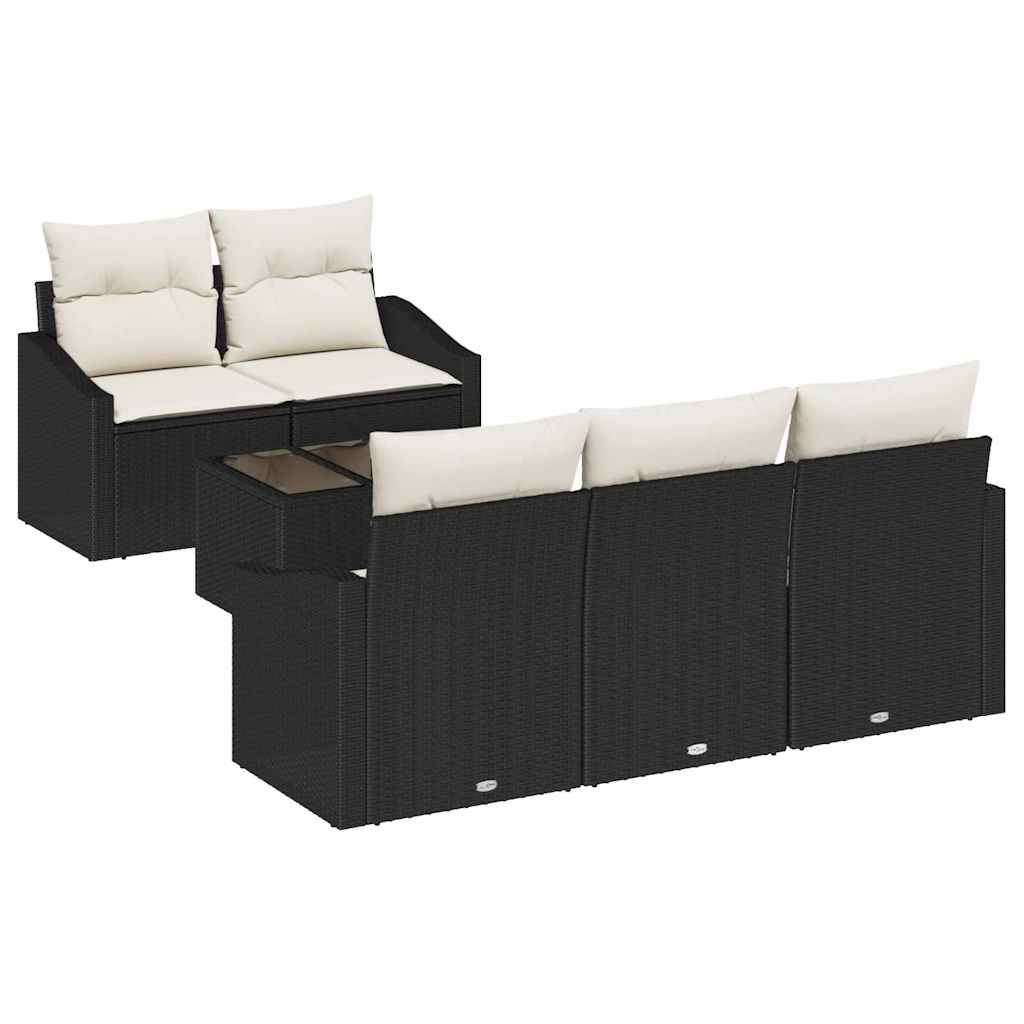 Sofa Sæt 6 stk. Sort og Cream polyrattan
