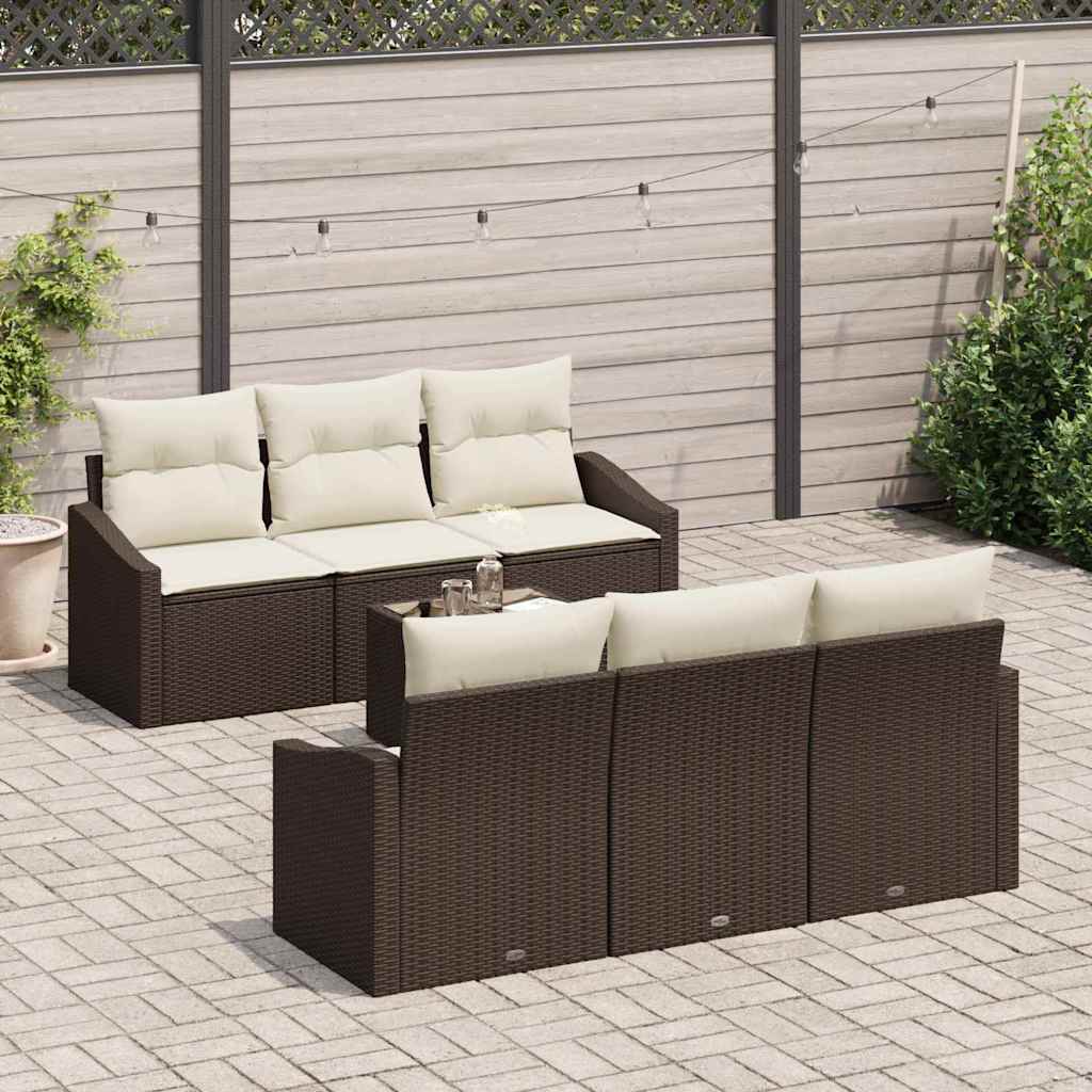 Sofa Sæt 7 stk. Brun og Creme polyrattan