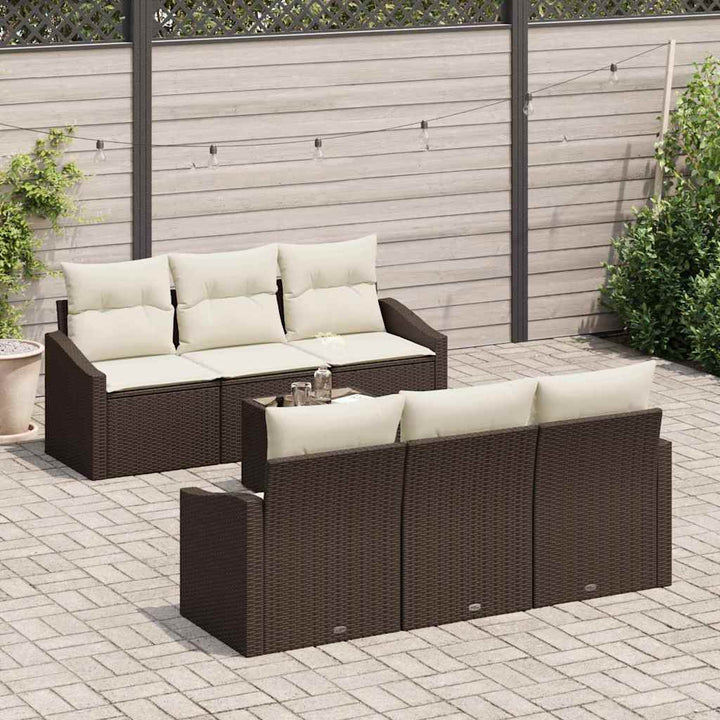 Sofa Sæt 7 stk. Brun og Creme polyrattan