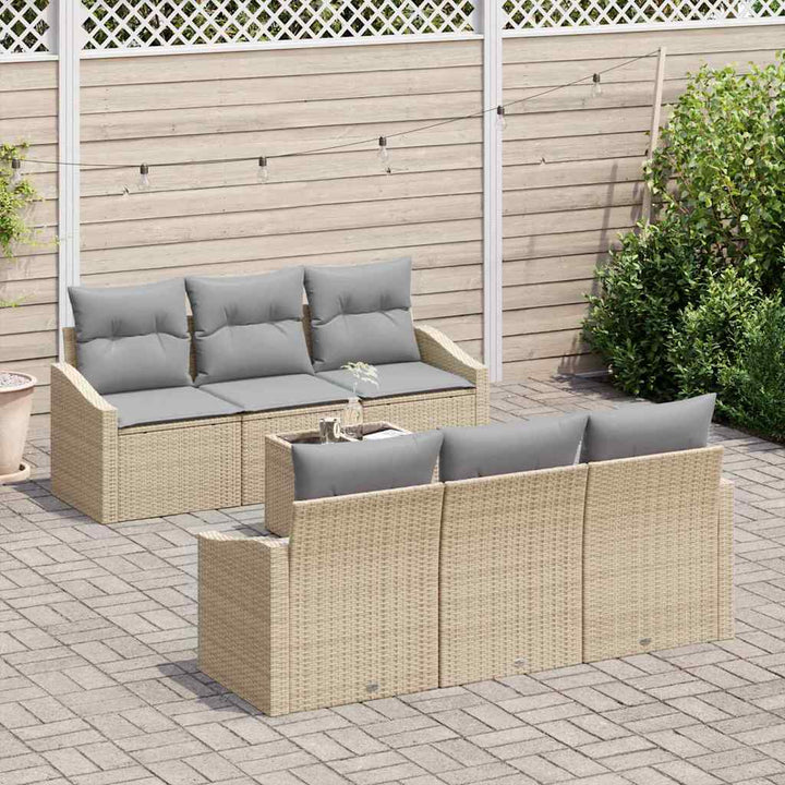 Sofa Sæt 7 stk. Beige og grå polyrattan