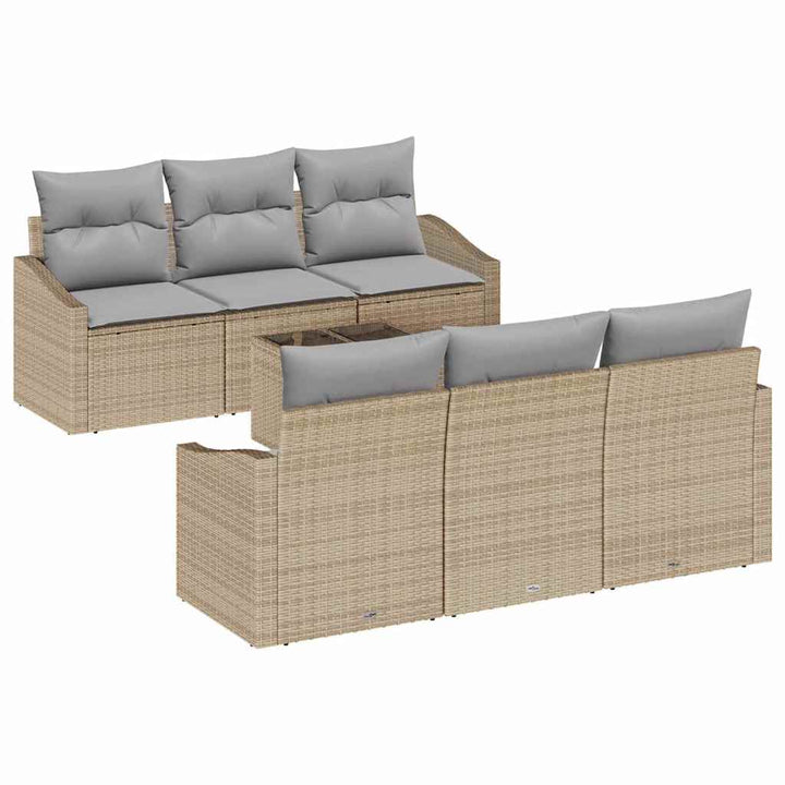 Sofa Sæt 7 stk. Beige og grå polyrattan