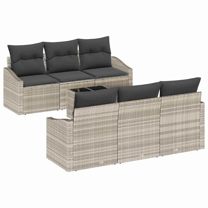 Sofa Sæt 7 pcs Lysegrå og mørkegrå polyrattan