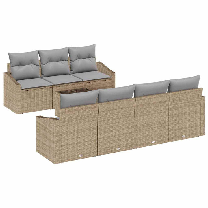 Sofa Sæt med pude med opbevaring 8 pcs Beige og grå polyrattan