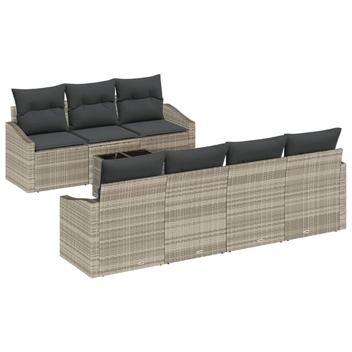 Sofa Sæt med pude 8 pcs Lysegrå og mørkegrå polyrattan