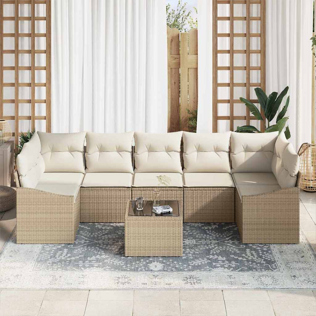 Sofa Sæt 8 stk. Beige og creme polyrattan