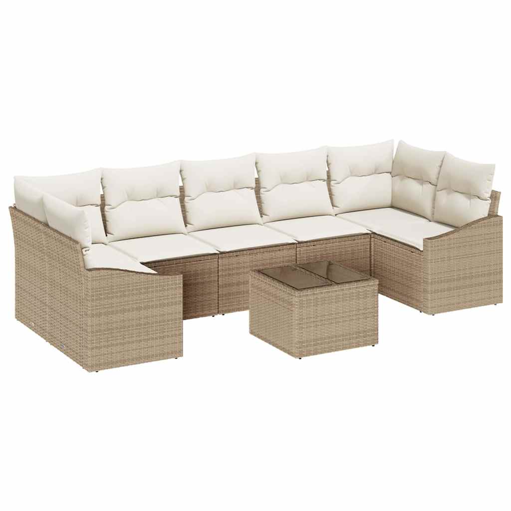 Sofa Sæt 8 stk. Beige og creme polyrattan