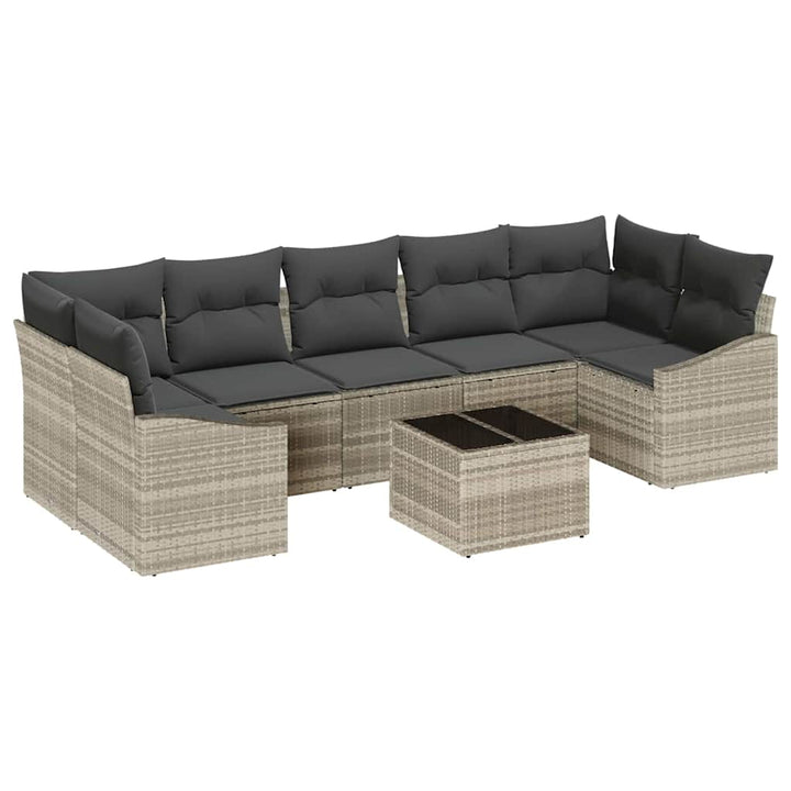 Sofa Sæt med pude 8 pcs Lysegrå og mørkegrå polyrattan
