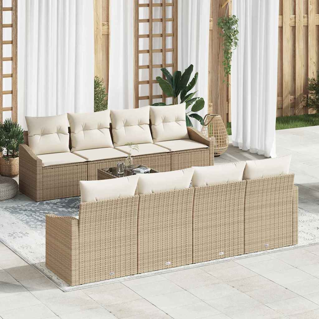 Sofa Sæt 7 stk. Beige og creme polyrattan